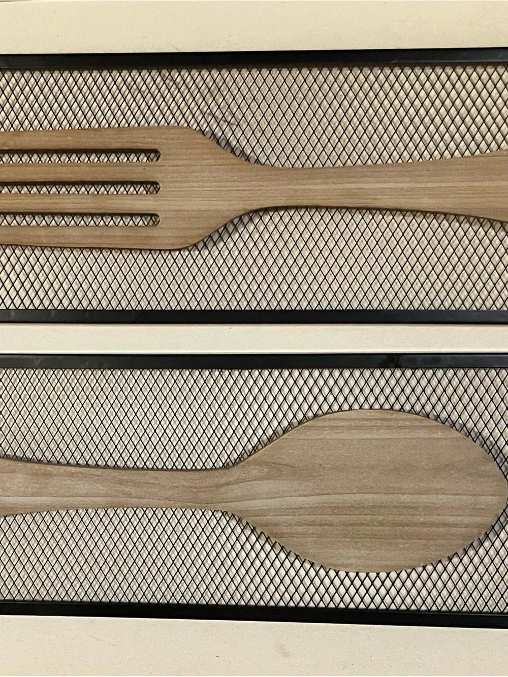 Large wooden Fork & Spoon Wall Art - Natural Wood 3D sculpture kitchen decor